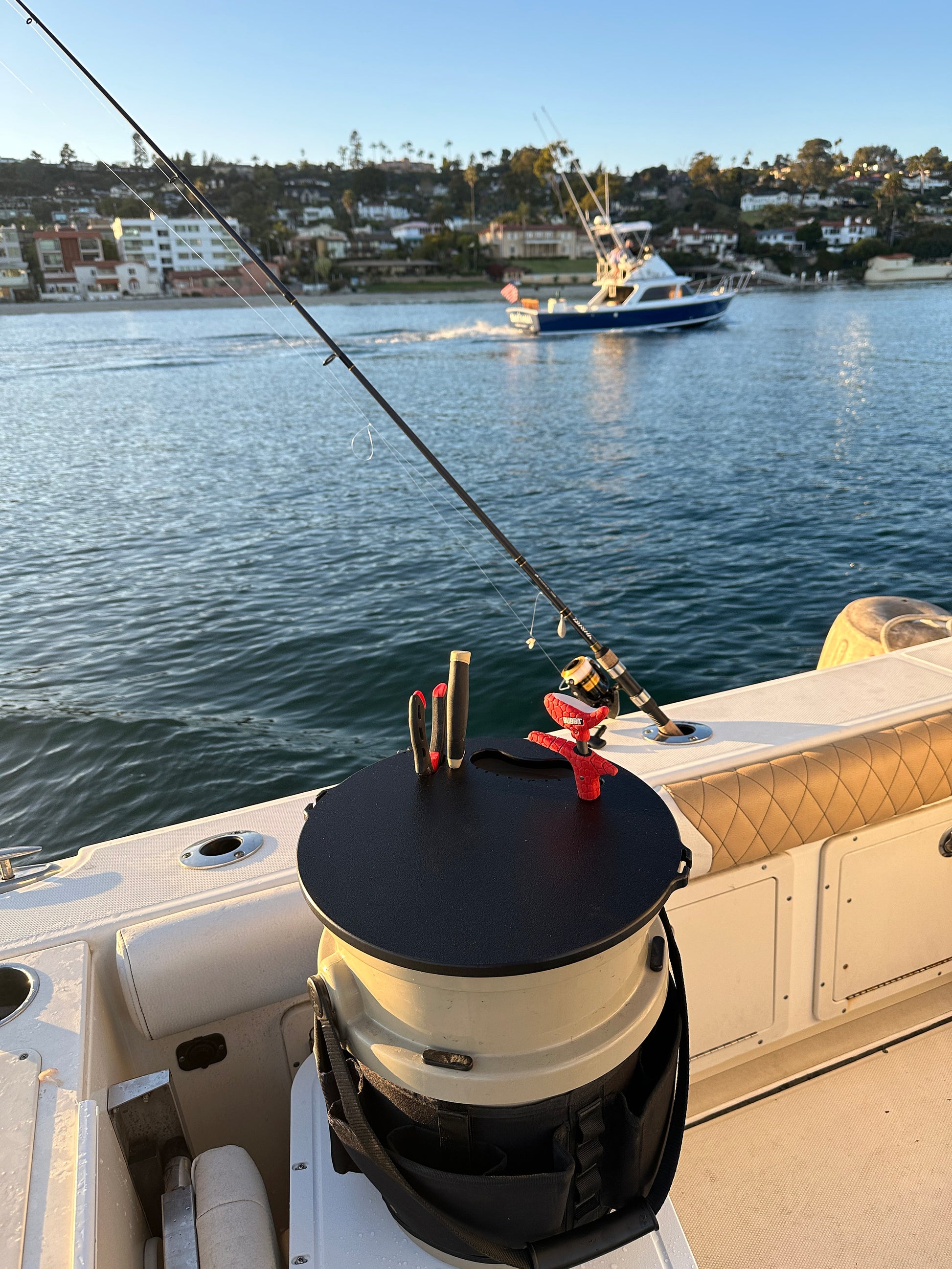 fishing rod holder for yeti loadout bucket YETI Loadout Compatible Fishing/Camping Cutting Board Bucket Top – Buffalo Island Outfitters
